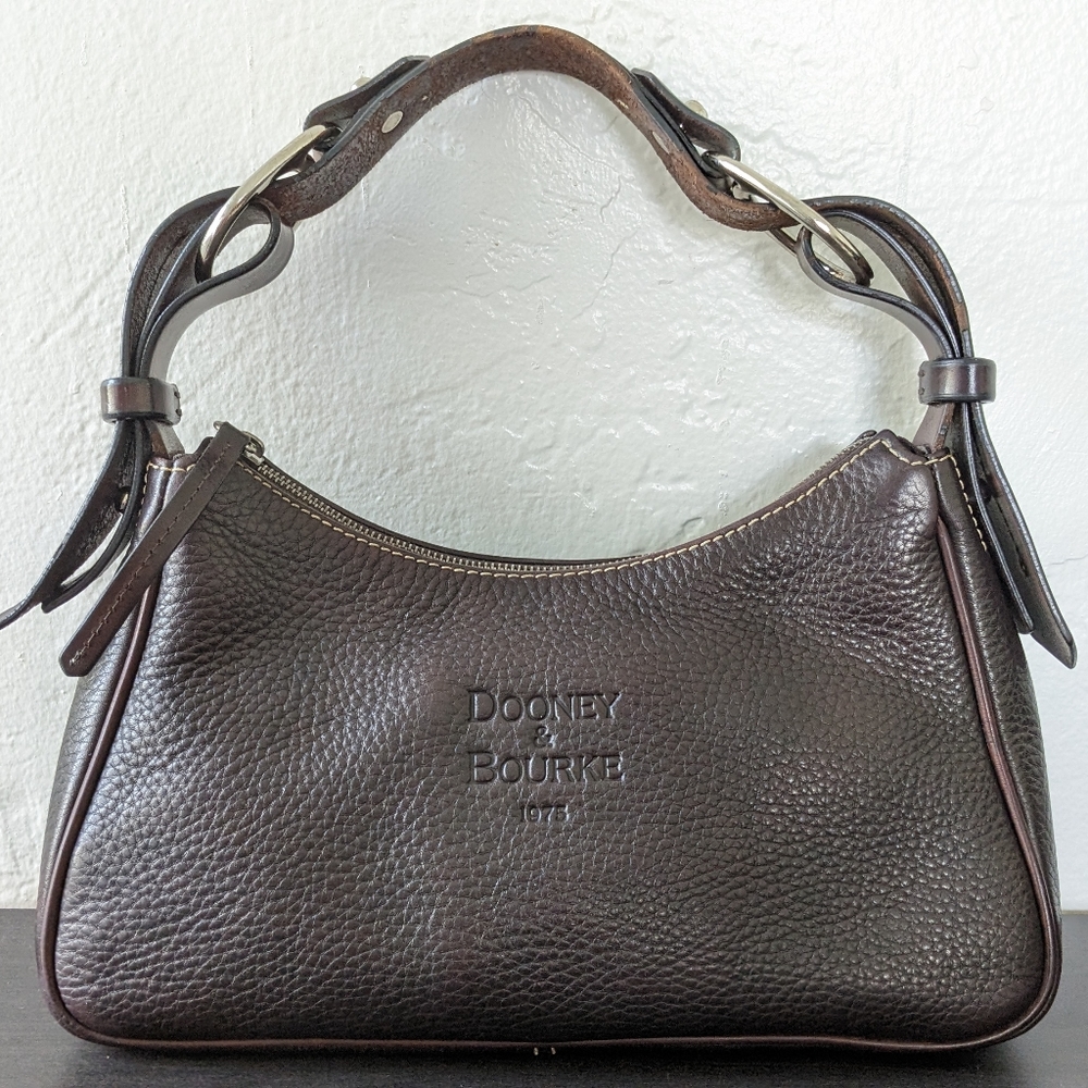 Dooney & Bourke Brown Pebble Leather 1975 Shoulder Bag Hobo Handbag